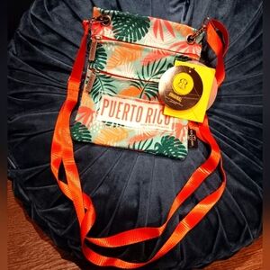 Robin Ruth Tropical Crossbody Bag with Orange Strap New Puerto Rico